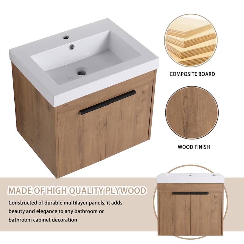 Beingnext 24"/30"/36" Bathroom Vanity with Sink, Floating Bathroom Vanity with 2 Soft Close Doors