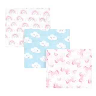 Luvable Friends Baby Girl Muslin Cotton Swaddle Blanket, Rainbow, One Size - Pink Rainbow - One Size