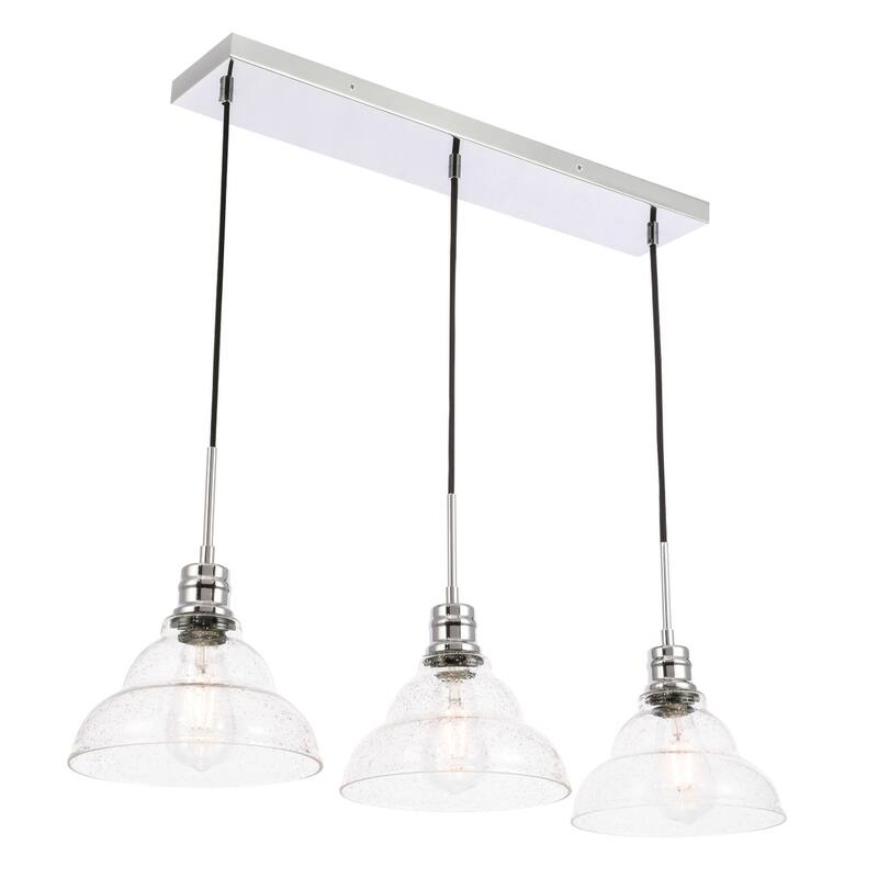 Gia 8.5-Inch 3-Light Clear Seeded Glass Pendant