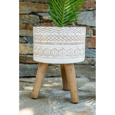 Mid-Century 10" Tribal Fiberglass planter