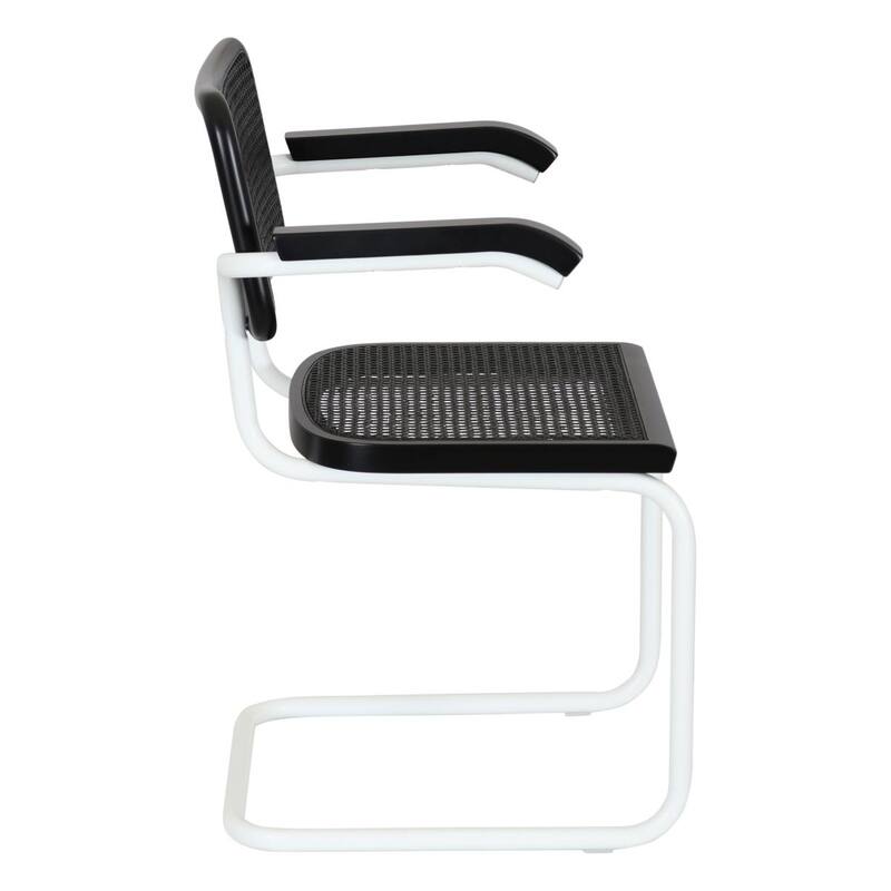 Breuer Chair Company Marcel Breuer Cesca Cane Cantilever Armchair Arm Chair w/ White Steel Frame (Various Wood & Cane Colors)