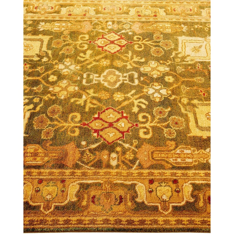 Overton Hand Knotted Wool Vintage Inspired Traditional Ottoman Gold Area Rug - 4' 1" x 6' 2"