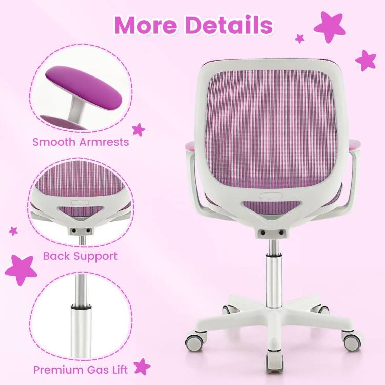 Swivel Mesh Children Computer Chair with Adjustable Height - 22.5" x 22.5" x 31.5"