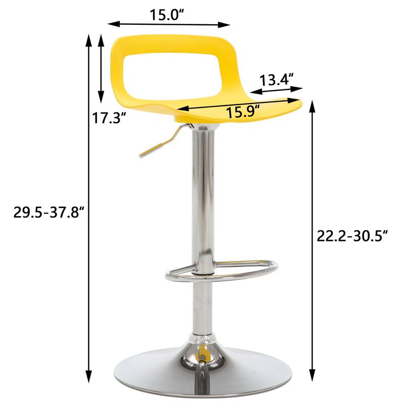 Adjustable Barstools Airlift Counter Bar Pub Height Stools with Plastic Seat Set of 2