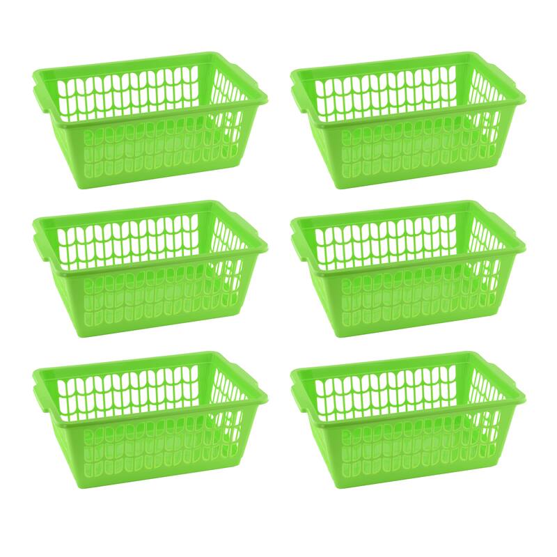 Small Plastic Storage Basket for Organizing Kitchen Pantry, Pack of 6 - green