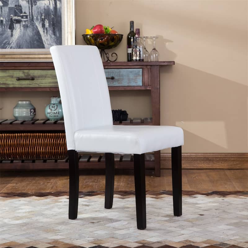 Urban Style Solid Wood Leatherette Padded Parson Chair, Set of 2