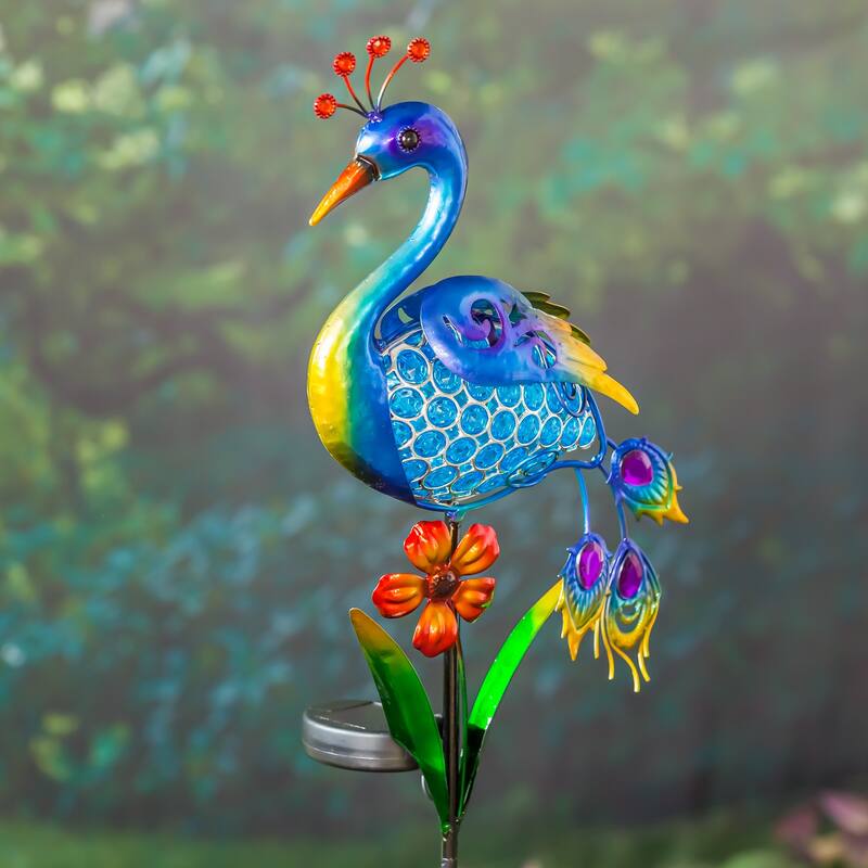 36"H Solar Garden Stake, Peacock