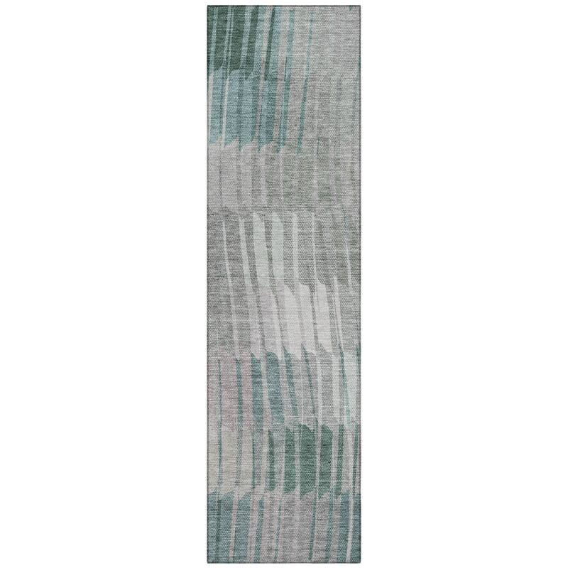 Machine Washable Indoor/ Outdoor Casual Stripe Chantille Rug
