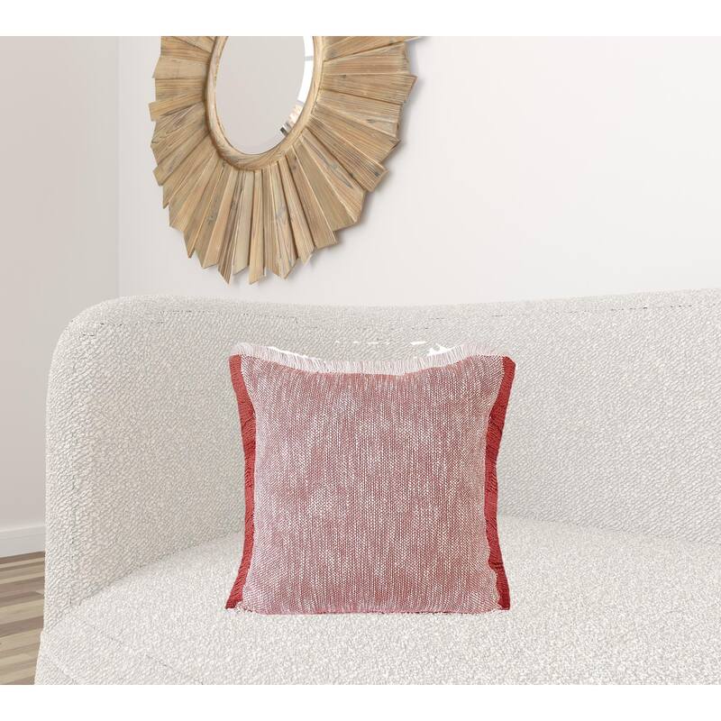 HomeRoots 20" X 20" Auburn Red And White 100% Cotton Geometric Zippered Pillow