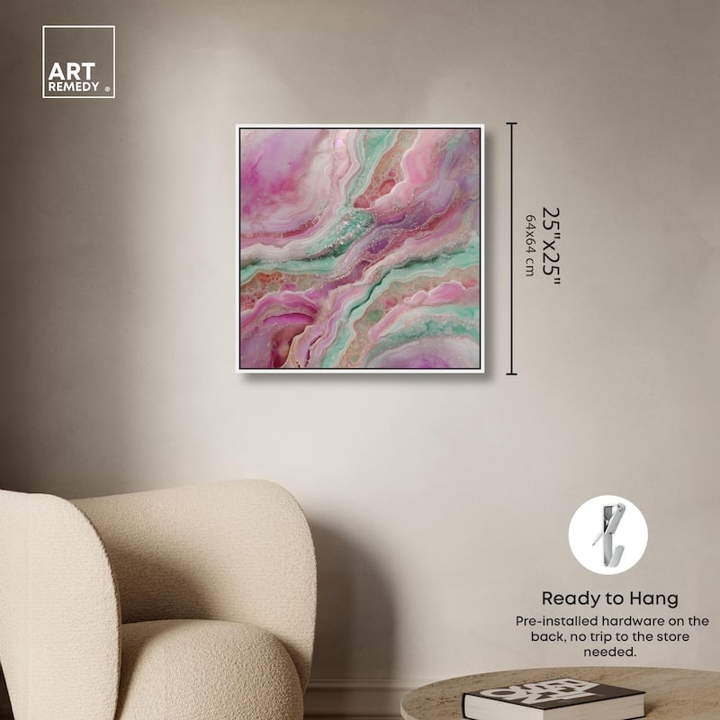Pink and Mint Crystal IV Canvas by Art Remedy