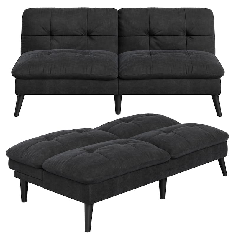 60'' Velvet Futon Sofa Bed with Adjustable Backrest.