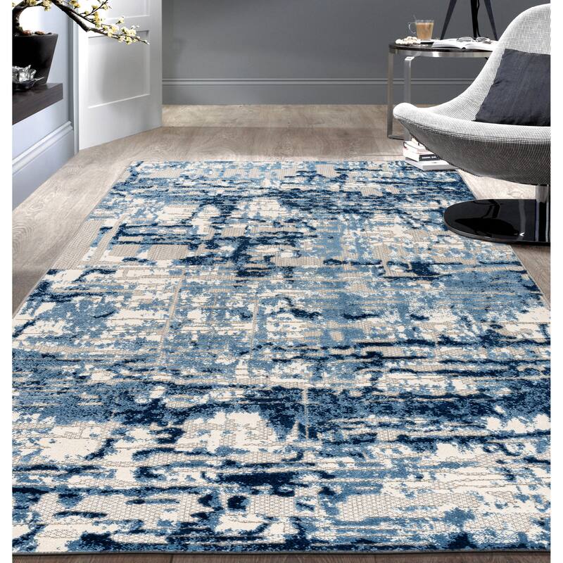 World Rug Gallery Contemporary Distressed Abstract Indoor/Outdoor Area Rug