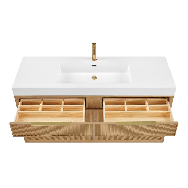 Hohhot Bath Vanity with Integrated Stone Sink Top without Mirror