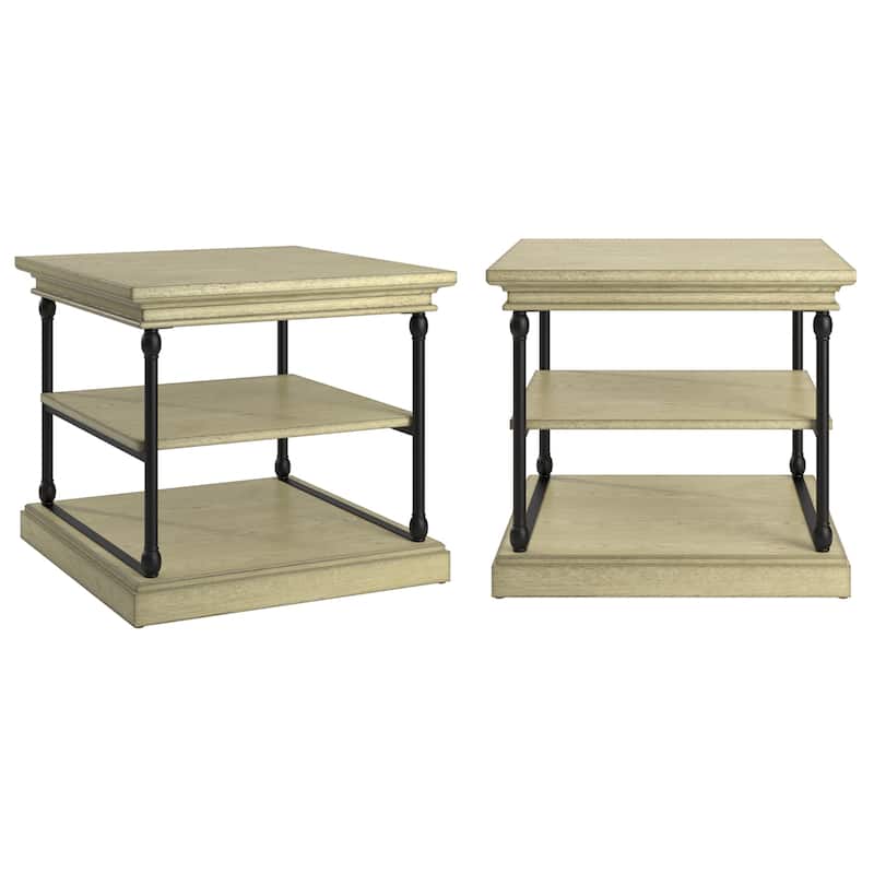 Dubrovnik Cornice Accent Storage Side Table - Ivory White