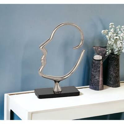 HomeRoots 12" Black and Silver Marble and Aluminum Tabletop Sculpture - 3' X '12' X '8.25