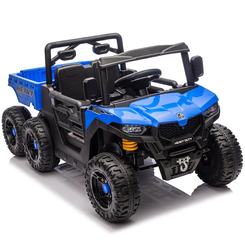 Kids Ride-On Truck with Remote Control, Blue Children's Electric Dump Truck Electric Car with LED Lights