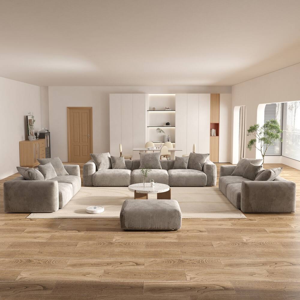 Oversized Corduroy Fabrics Sectional Sofa Set