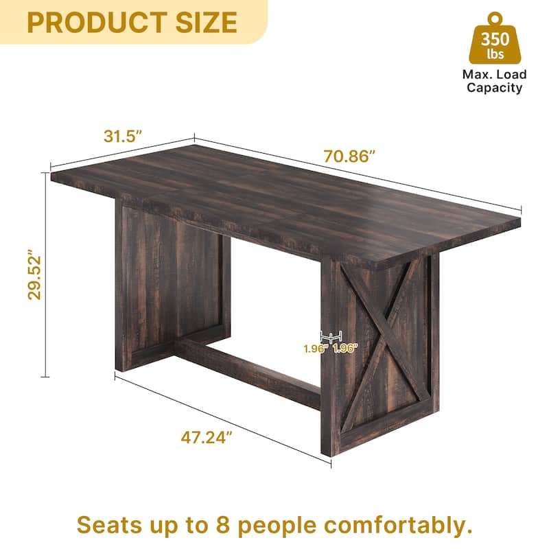 Moasis 70.8" Large Farmhouse Kitchen Dining Room Table for 6 to 8 People