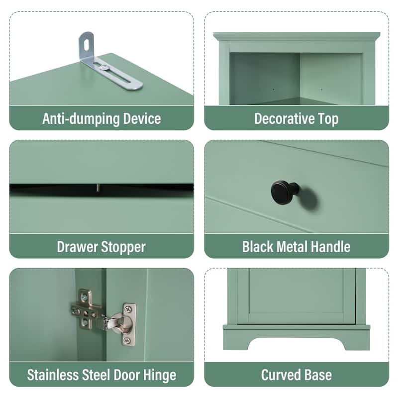 Triangle Tall Cabinet with 3 Drawers and Adjustable Shelves