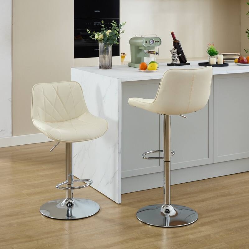 Adjustable Swivel Bar Stools Height Island Chairs with Back Set of 4