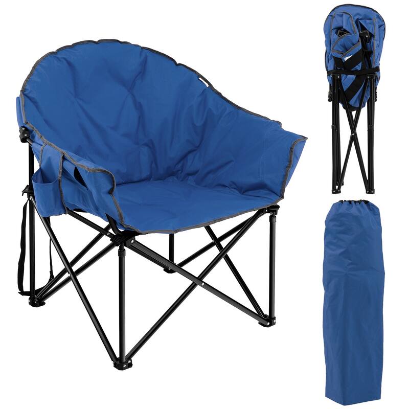 Portable Camping Chair Outdoor Folding Chair with Soft Padded Seat - Navy