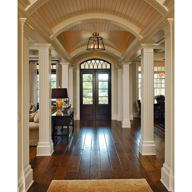 3 light semi flush mount ceiling light cage ceiling lamp with brass and black finish