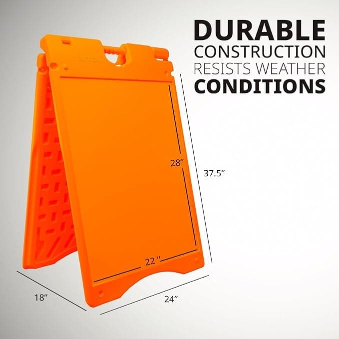 Jumbl A Frame Sandwich Board – 22 x 28” Display Sidewalk Sign with PVC Sign Protector (Orange)