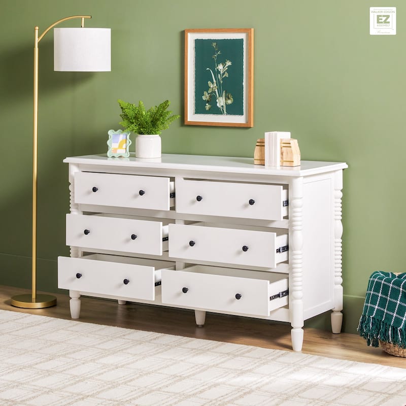 Walker Edison Easy Assembly 6-Drawer Dresser with Wood-Turning Details