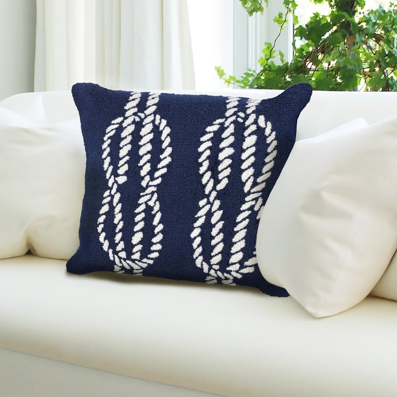 Liora Manne Frontporch Ropes Indoor/Outdoor Pillow Navy 18" Square