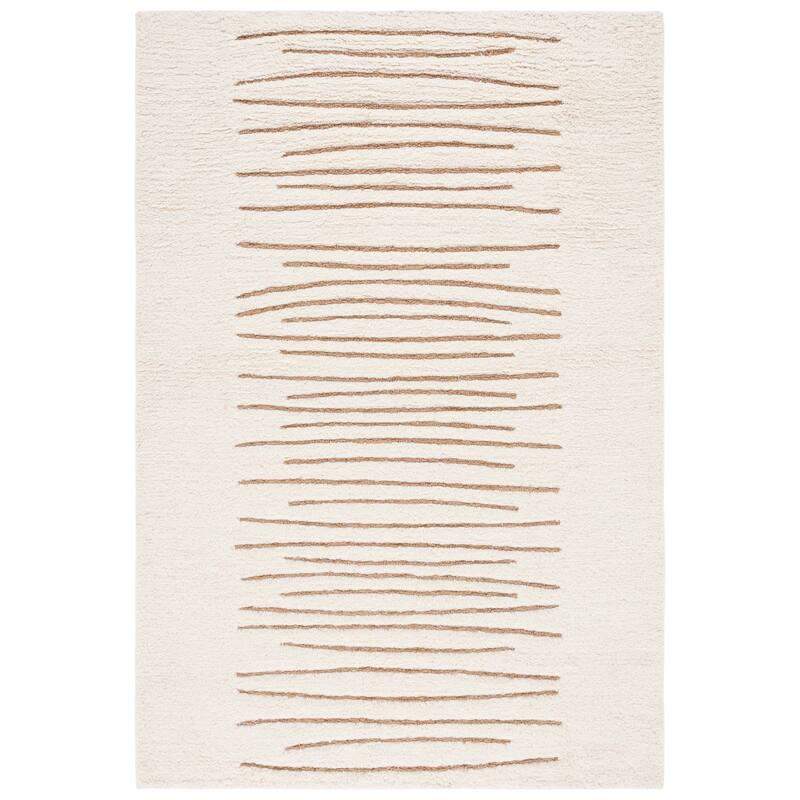 SAFAVIEH Hand-Woven Casablanca Melony Shag Wool Rug - 6' x 9' - Natural/Ivory