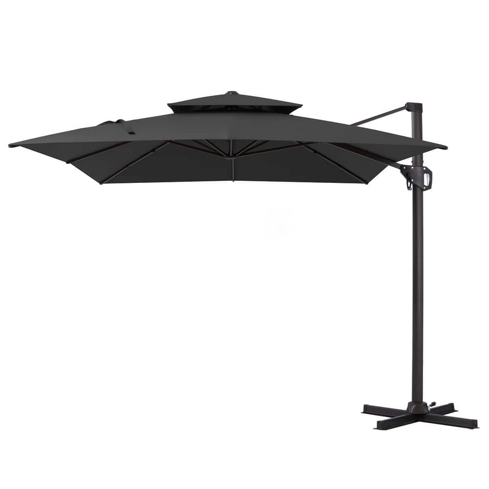 Pellebant 9X11 FT Double Top Patio Cantilever Umbrella, Base Not Included