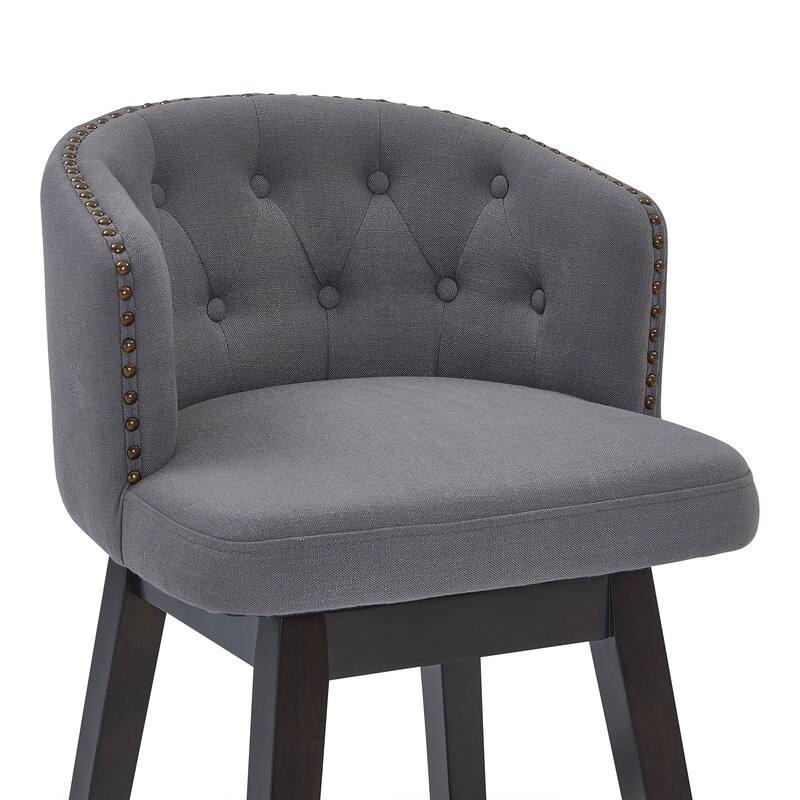 Celine Grey or Tan Upholstered Swivel Bar or Counter Stool
