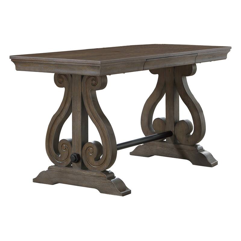 Luon Writing Desk, Traditional Classy Dark Oak Brown Veneer, 60 Inch