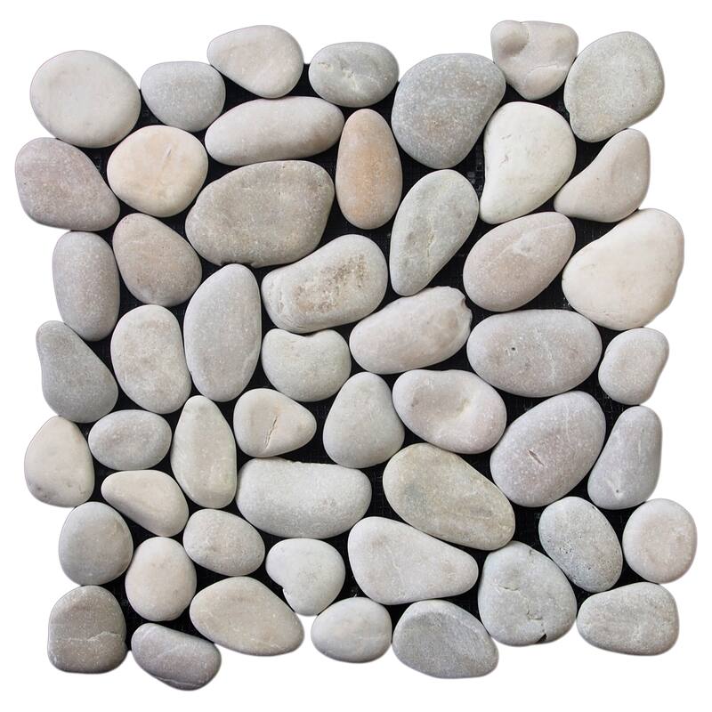 Classic Pebble 11 in. x 11 in. Mesh-Mounted Mosaic Wall and Floor Tile - Tan Natural - 11 in. x 11 in.