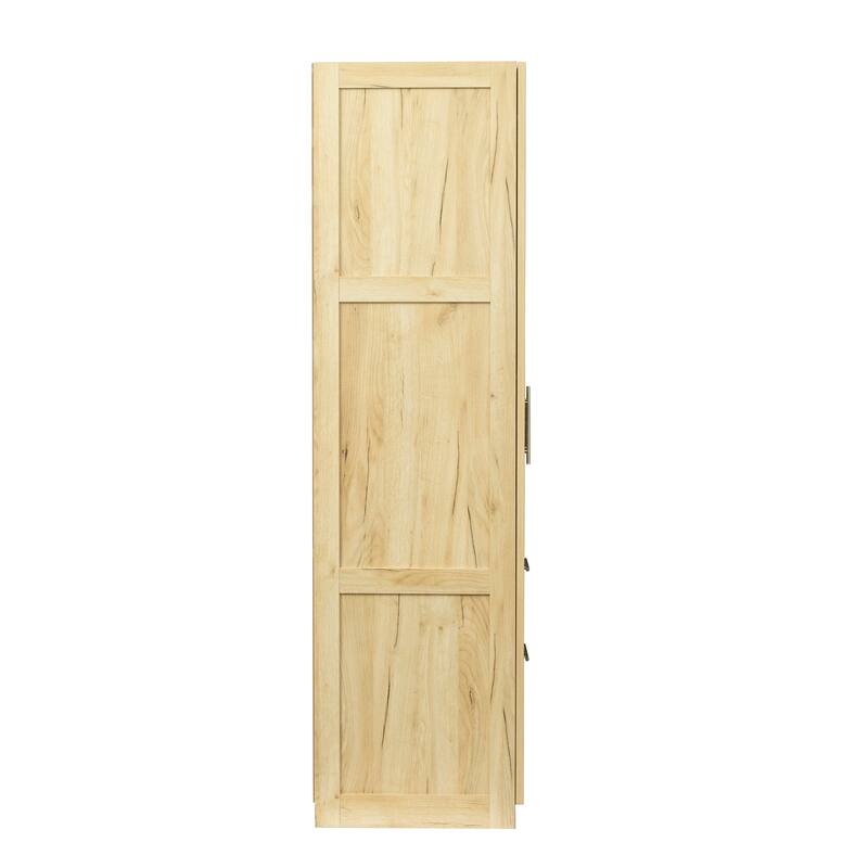 High Wardrobe Armoire & Kitchen Cabinet with 2 Doors, 2 Drawers and 5 Storage Spaces, Durable Sturdy MDF Frame for Bedroom