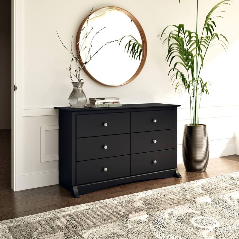 Porch & Den Commerce Black 6-drawer Condo-sized Dresser