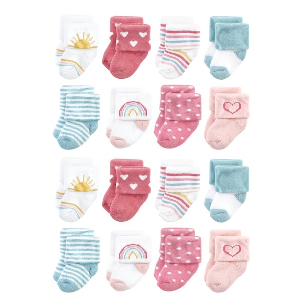 slide 1 of 1, Hudson Baby Cotton Rich Baby Terry Socks 16-Pack, Modern Rainbow Modern Rainbow - 0-6 Months