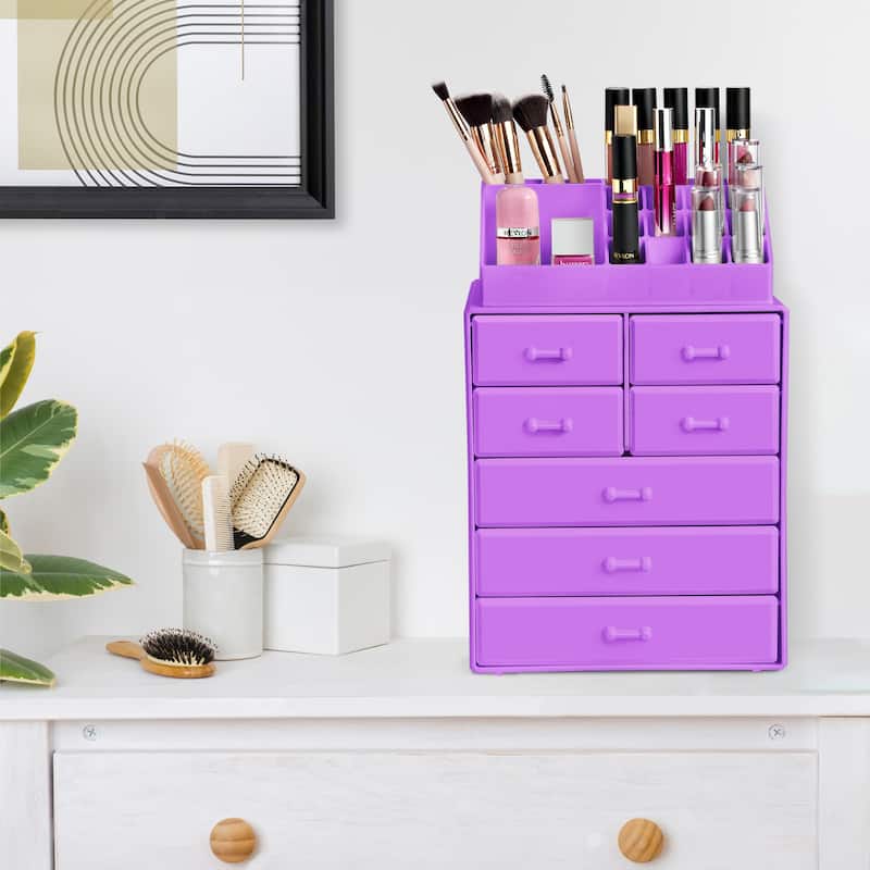Sorbus Makeup Organizer with Brush Holder and Cosmetic Storage Drawers - 9.25" L x 6.25" W x 14.25" H