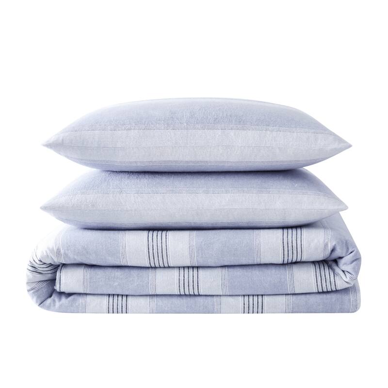 London Fog Printed Cotton Flannel 3 Piece Comforter Set