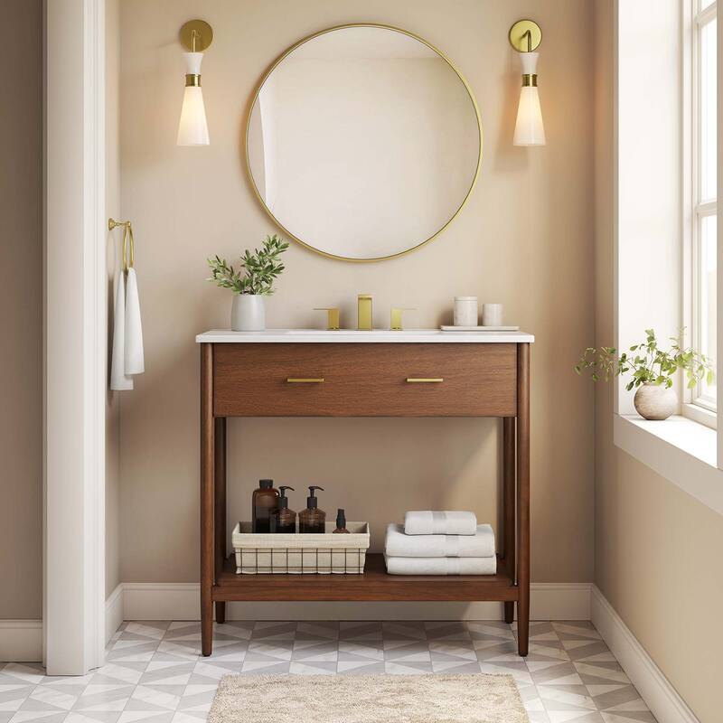 Zaire 18"/24"/30"/36"/48" Bathroom Vanity Cabinet (Sink Basin Not Included) - 36" - Walnut