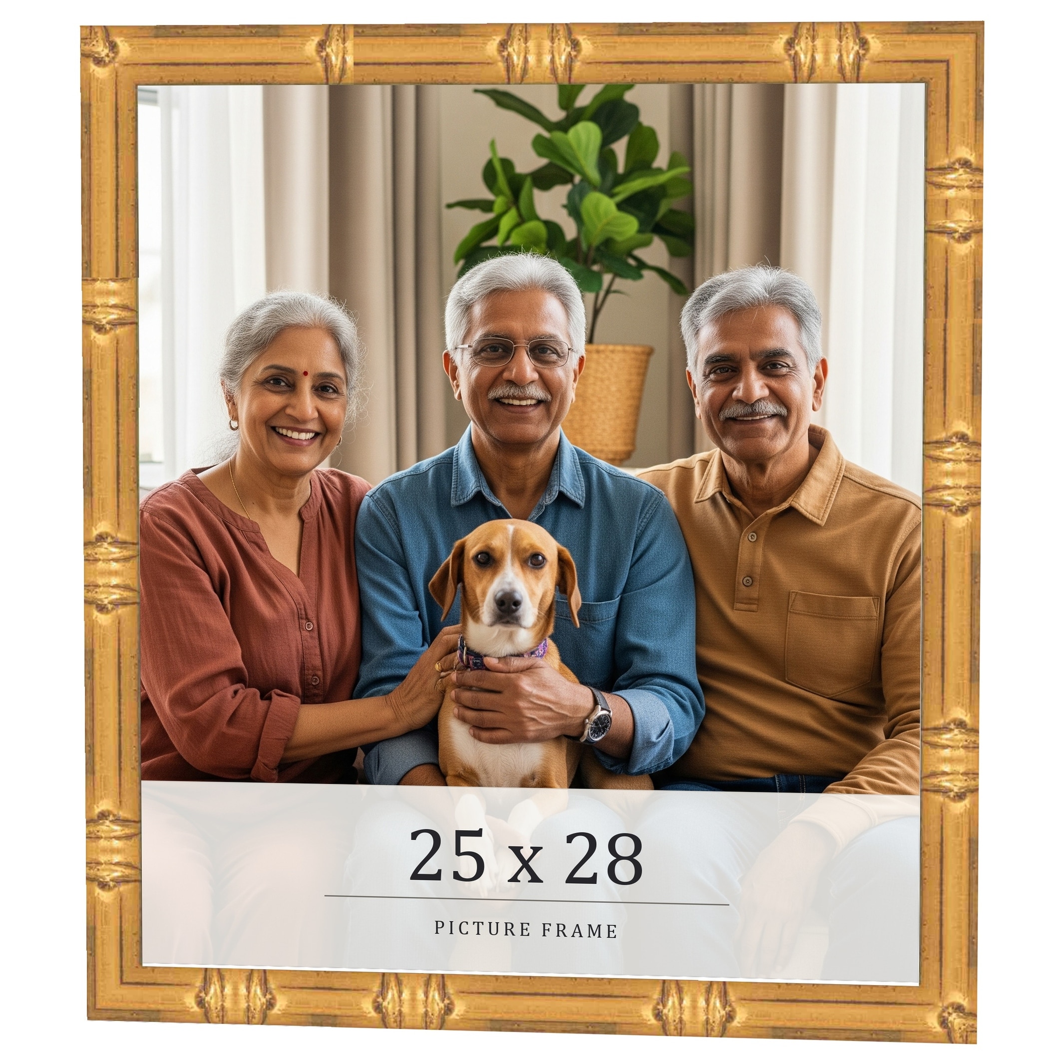 25x28 Frame Gold Bamboo Solid Wood Picture Frame | 1 Inch Moulding