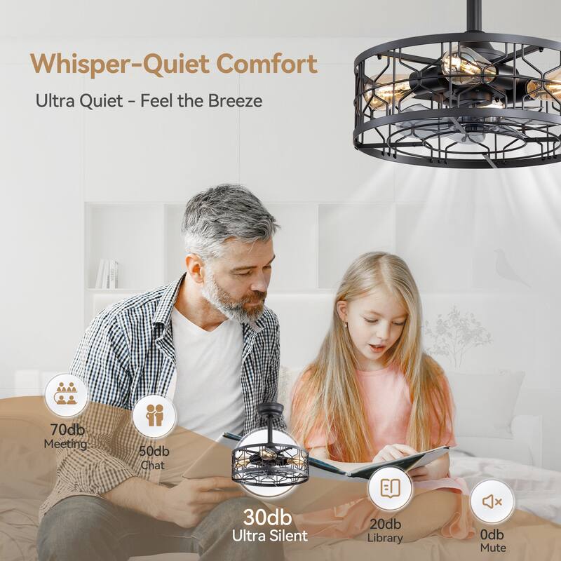 16.5-in Black Chandelier Ceiling Fan with Remote Light(7-blade)