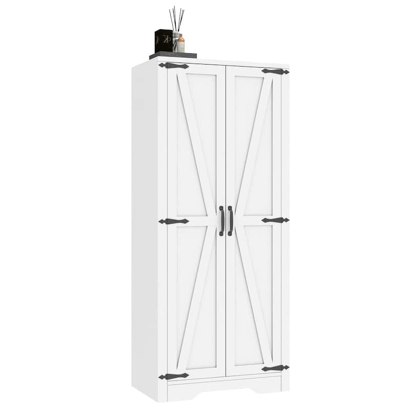 Moasis Broom Closet Storage Cabinet with Doors and Shelves for Farmhouse Organization