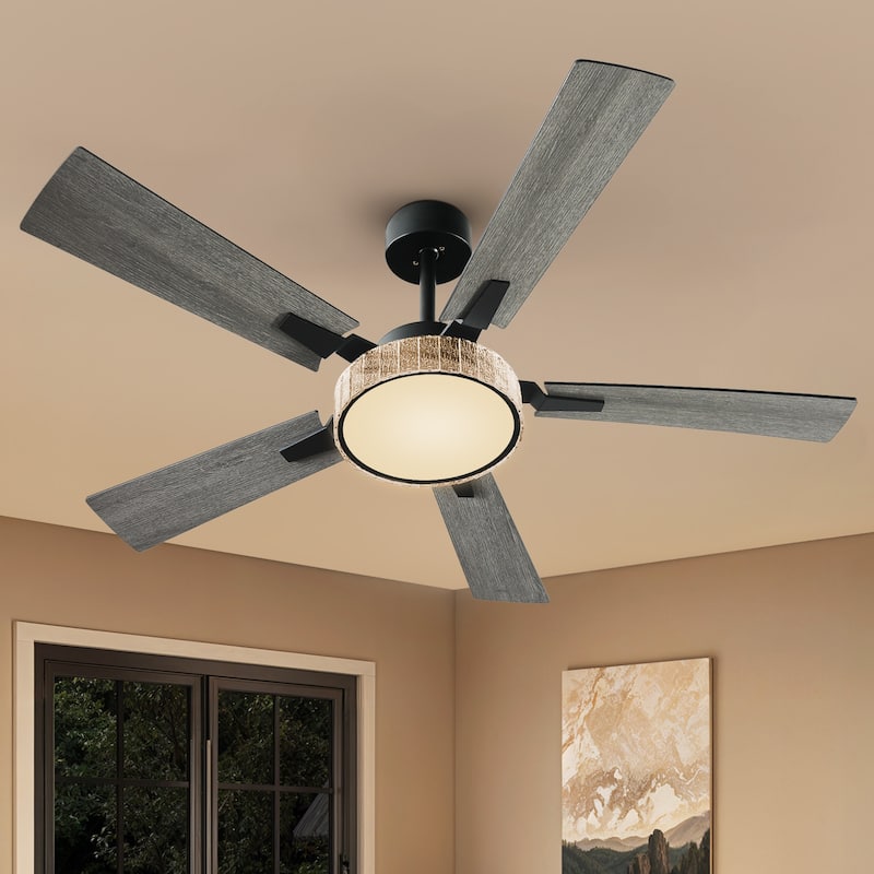 Moasis 52 Inch 5-Blade Crystal Chandelier Ceiling Fans with Lights and Remote Control - 52 Inches