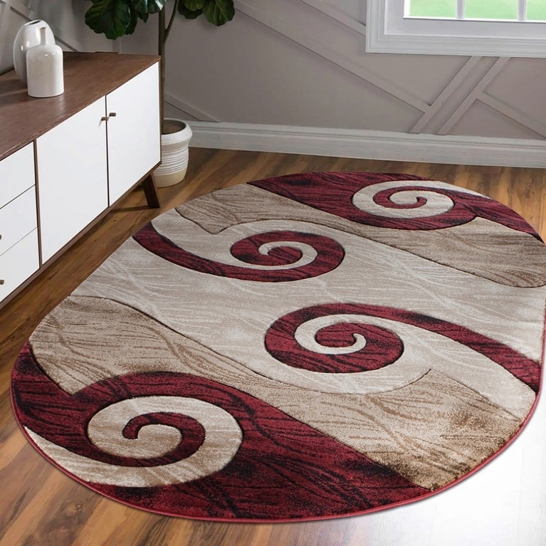 Orelsi Red/Beige/Brown Polyester Area Rug
