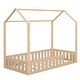 preview thumbnail 9 of 62, Floor Bed House Bed Fence-shaped Guardrail Frame Creativity House Bed with Fence and Detachable Storage Shelves