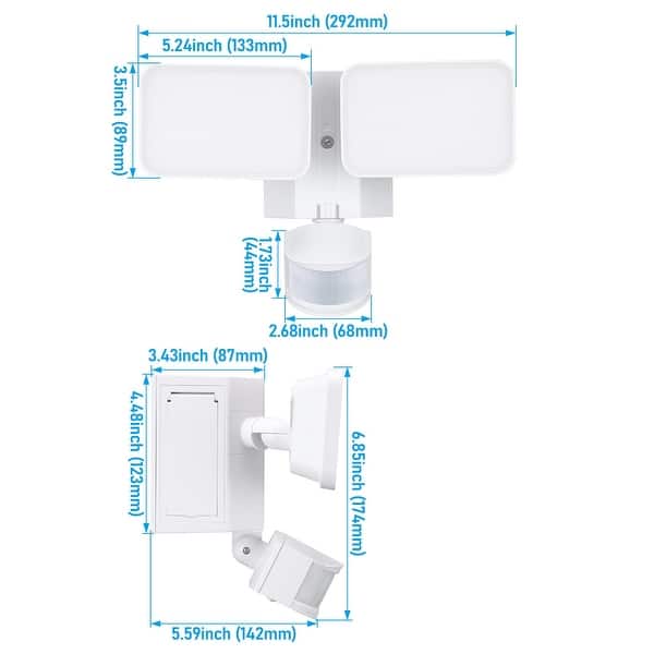 LED Flood Light with GFCI Outlets, Motion Sensor & Dusk to Dawn Security Lamp Outdoor