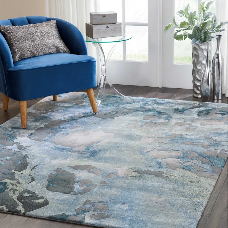 Nourison Hand-tufted Prismatic Abstract Contemporary Blue Grey Area Rug