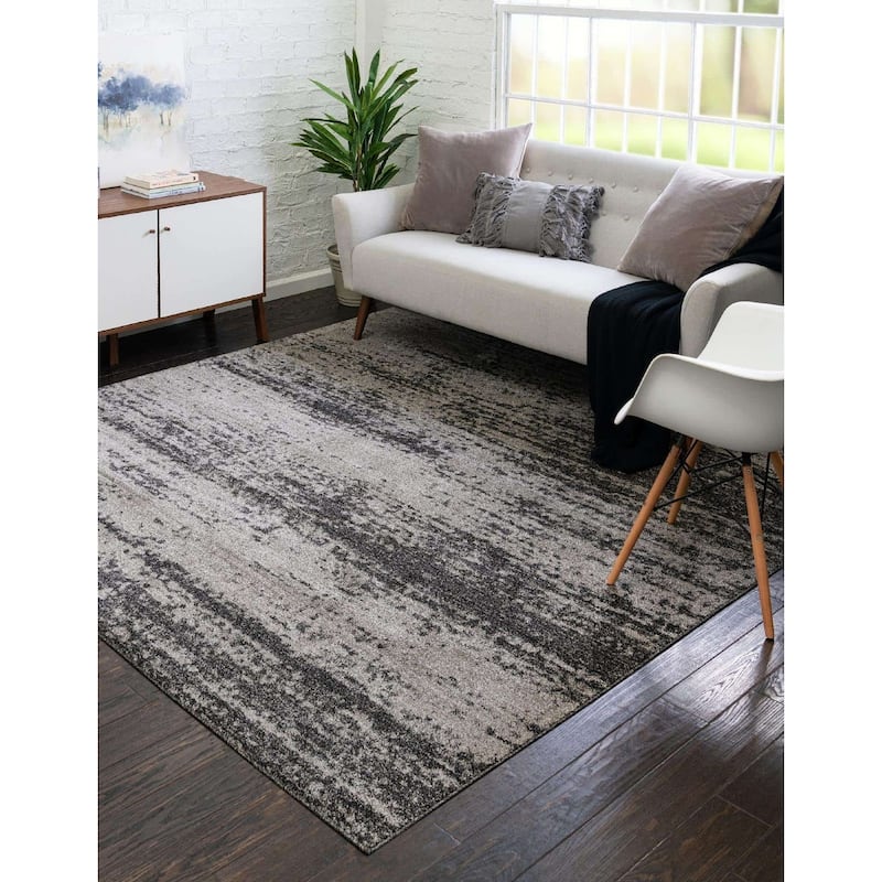 Contemporary Weby Collection Area Rug - 8' Square - Dark Gray