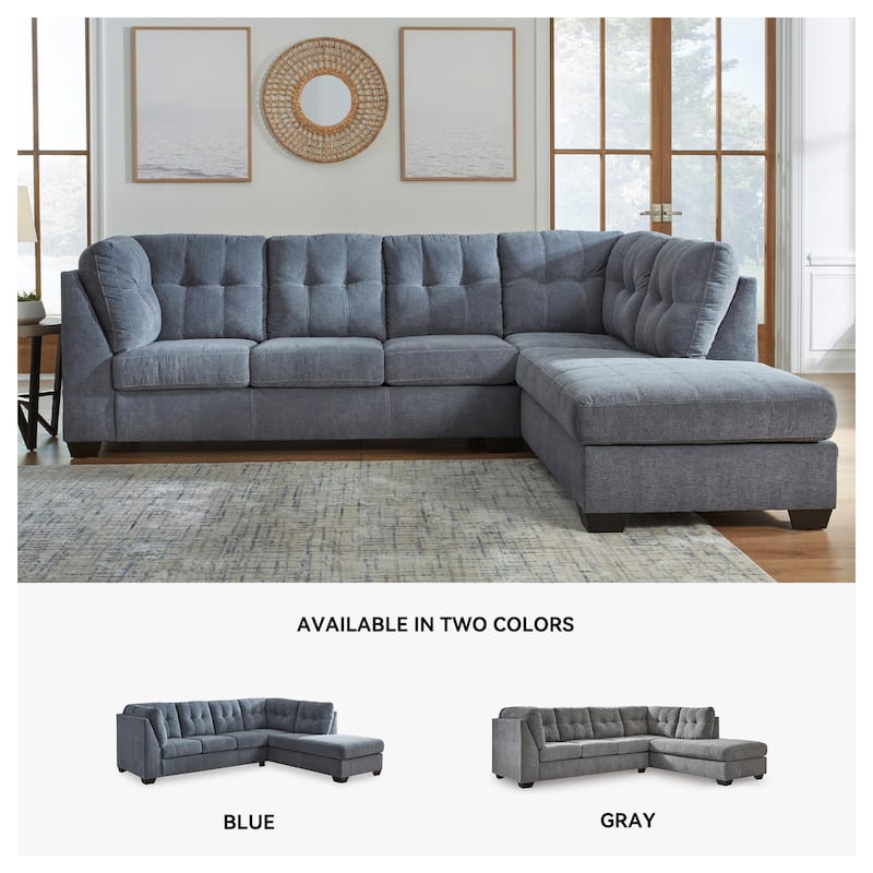 Signature Design by Ashley Marleton Dark Blue 2-Piece Sleeper Sectional with Chaise - 115"W x 91"D x 38"H
